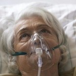 Patient wearing respirator