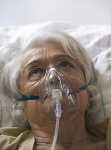 Patient wearing respirator